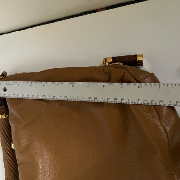 Lightly Used Michael Kors Brown Leather Handbag With Python Zipper Pull Accents - Picture 11 of 11
